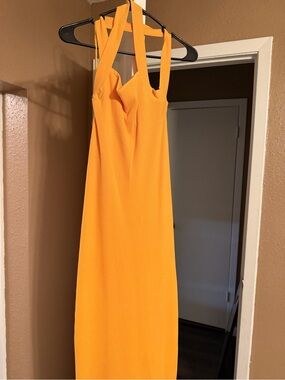 Zara Bright Orange Strappy Maxi Dress